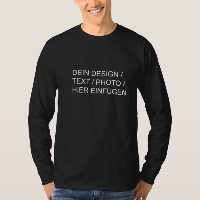 Camiseta DEIN DESIGN/TEXT/FOTO Herren Langarmshirt schwarz (Anverso)