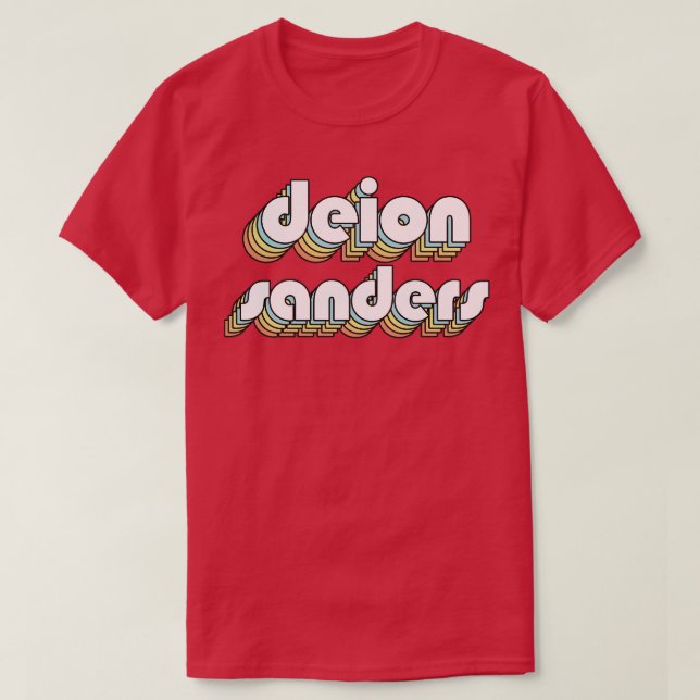 Camiseta Deion Sanders Retro Estilo de tipografía arcoiris  (Diseño del anverso)
