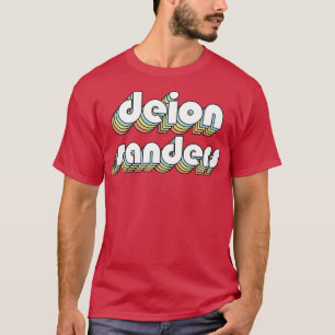 Camiseta Deion Sanders Retro Estilo de tipografía arcoiris 