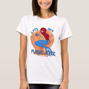Camiseta ¡Deja el plástico del mar libre! Sirena azul