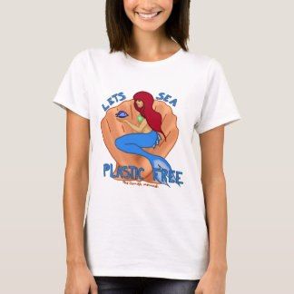Camiseta ¡Deja el plástico del mar libre! Sirena azul