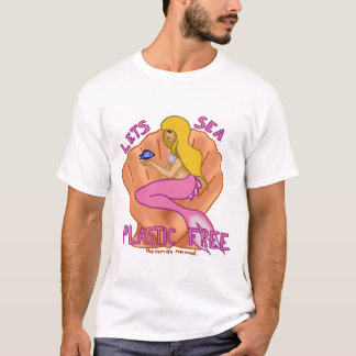 Camiseta ¡Deja el plástico del mar libre! Sirena rosada