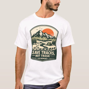 Camiseta Deja huellas, no basura: camping y senderismo vint