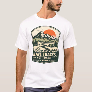 Camiseta Deja huellas, no basura: camping y senderismo vint
