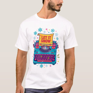 Camiseta Deja que nieve arte de máquina de escribir vintage