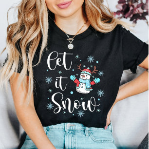 Camiseta “Deja que nieve” Navidad Muñeco de nieve Invierno