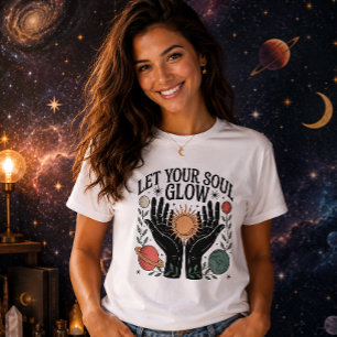 Camiseta Deja que tu alma brille Sol y planetas místicos