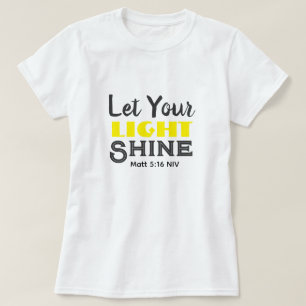 Camiseta Deja que tu luz brille Versículo Bíblico Amarillo