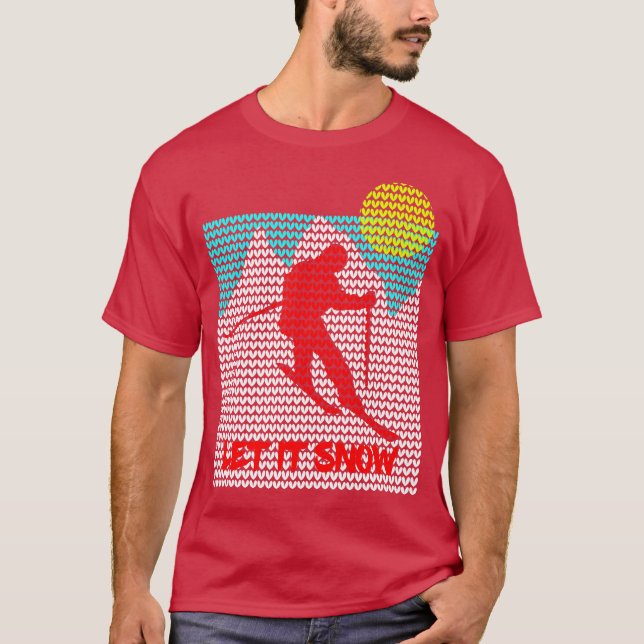 Camiseta Déjalo que nieve Skii Feo Patrón De Sudoración Xma (Anverso)