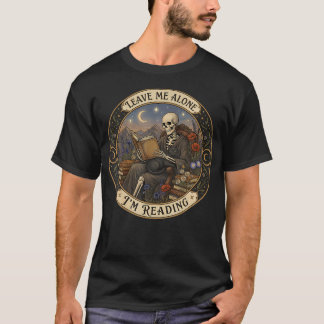 Camiseta Déjame solo ESTOY leyendo Gato negro esqueleto