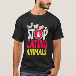 Camiseta Dejar de comer animales Oveja de vaca Pollo de cer