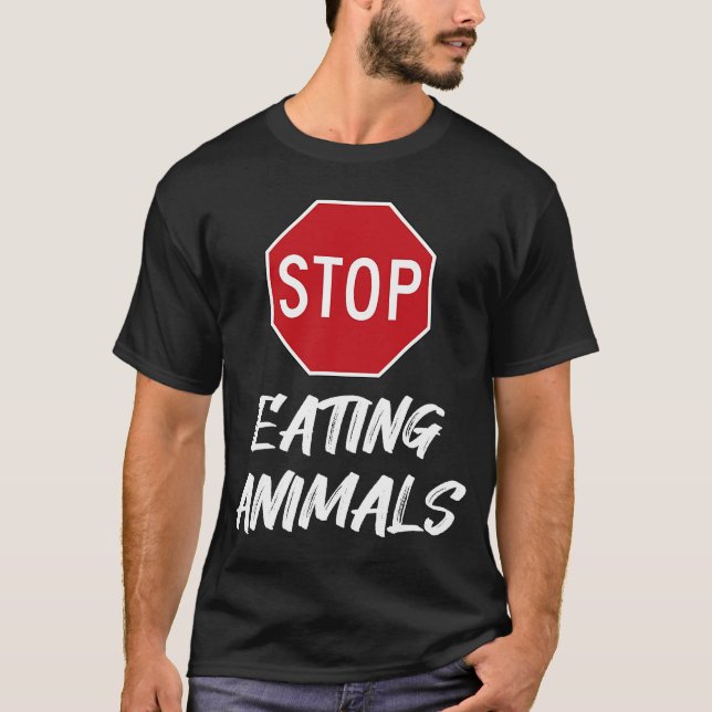Camiseta Dejar de comer animales Rótulo Crueldad vegetarian (Anverso)