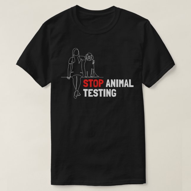 Camiseta Dejar de probar animales voluntarios de rescate an (Diseño del anverso)