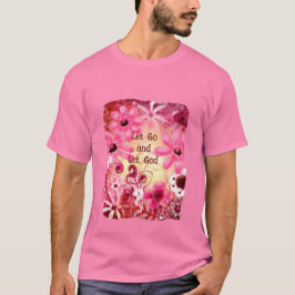 Camiseta Dejar ir a Dios Flor Rosa Rojo