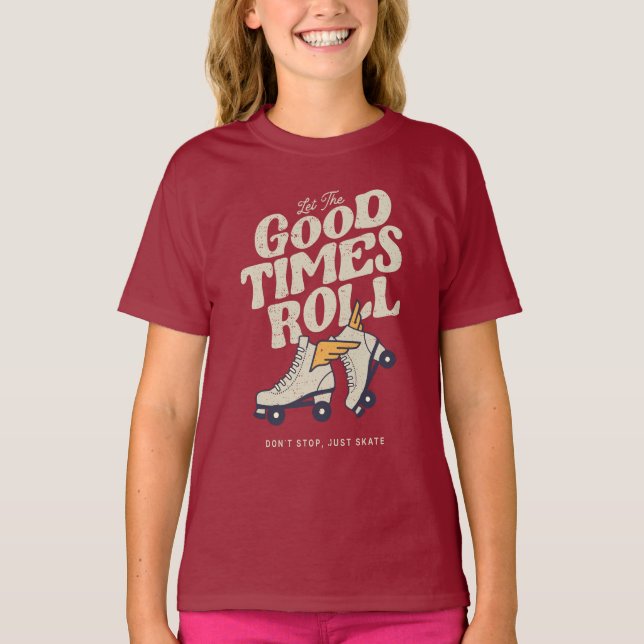 CAMISETA DEJAR QUE LOS BUENOS TIEMPOS ROLLEN EL SKATE RETRO (Anverso)