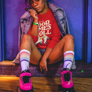 CAMISETA DEJAR QUE LOS BUENOS TIEMPOS ROLLEN EL SKATE RETRO