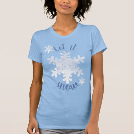 Camiseta Dejar que neve Text Cute copos de nieve en azul