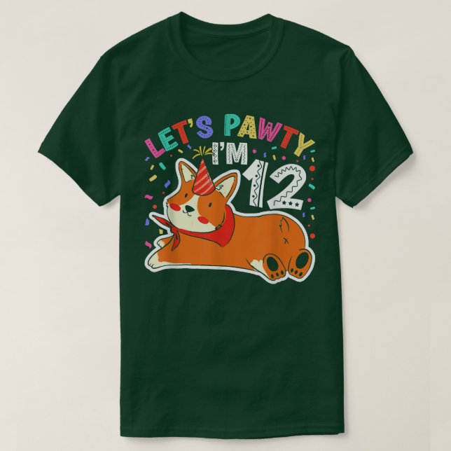Camiseta Dejemos a Pawty I m 1212th Birthday Corgi Dog (Diseño del anverso)