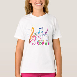 Camiseta Dejemos que la música hable, notas musicales