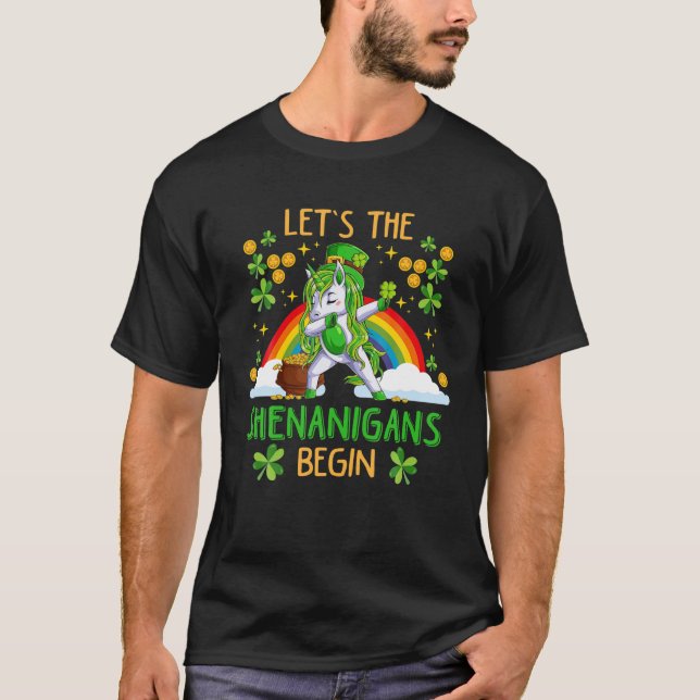 Camiseta Dejemos Que Shenanigans Comience A Dabbing Unicorn (Anverso)