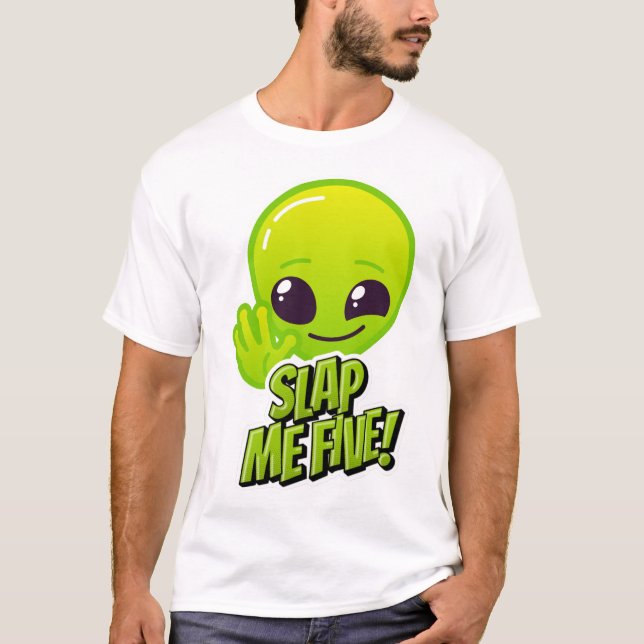 Camiseta ¡DÉJENME CINCO! La sonrisa verde alegre de Alien (Anverso)