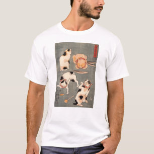 Camiseta ） del 上 del （del たとえ尽の内, gatos japoneses del 国芳