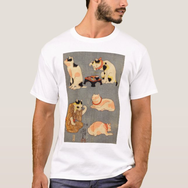 Camiseta ） del 中 del （del たとえ尽の内, gatos japoneses del 国芳 (Anverso)