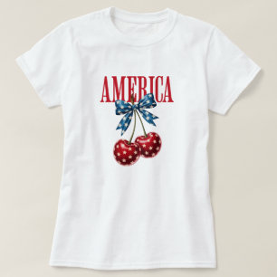 Camiseta del 4 de julio con lazo de bandera de cer