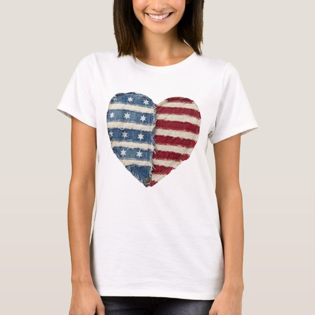 Camiseta del 4 de Julio de Parche, corazón retro P (Anverso)