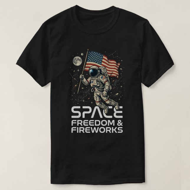camiseta del 4 de julio: gráfico de astronauta Lib (Diseño del anverso)