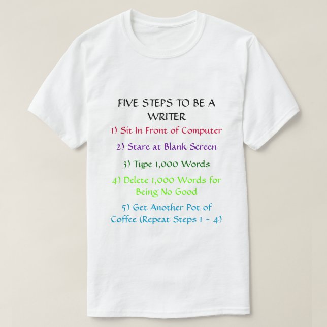 Camiseta del 5-Steps del escritor (Diseño del anverso)