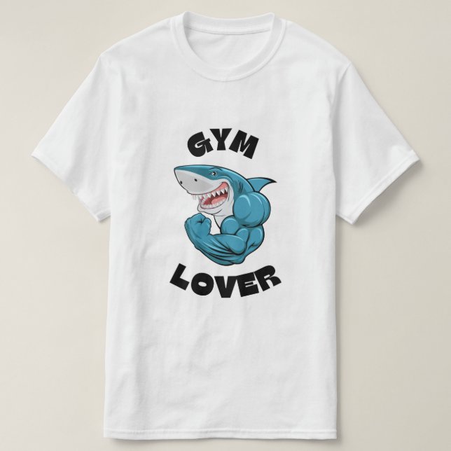 Camiseta del amante del gimnasio del tiburón azul (Diseño del anverso)