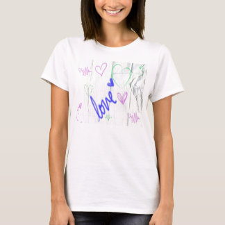 Camiseta del amor del cuaderno de las mujeres
