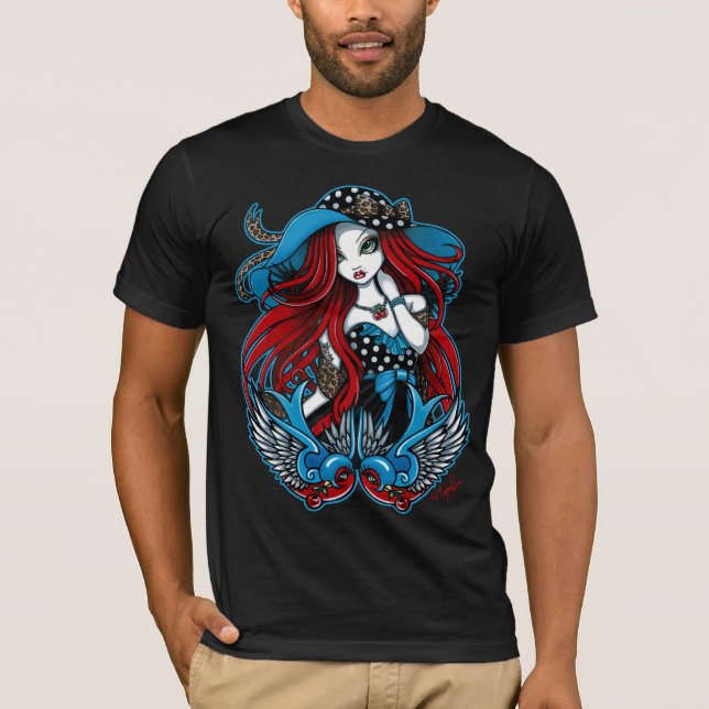 Camiseta del ángel del tatuaje del trago del (Anverso)