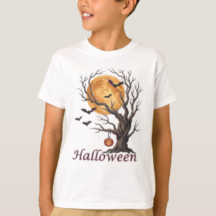 Camiseta del árbol de Halloween y Jack-o'-Lantern