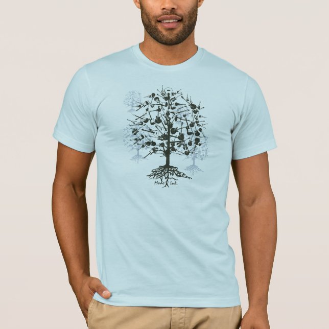 Camiseta del árbol de la guitarra de los hombres (Anverso)