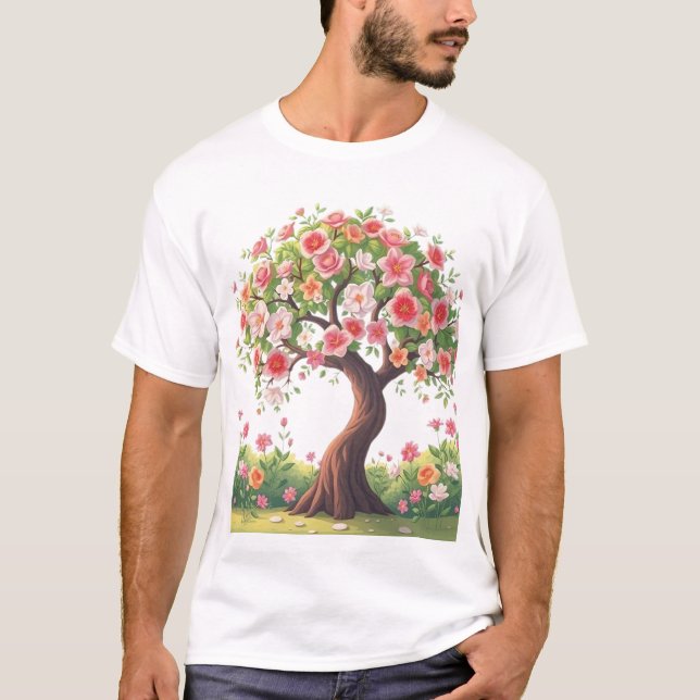 Camiseta del árbol de las flores grandes (Anverso)