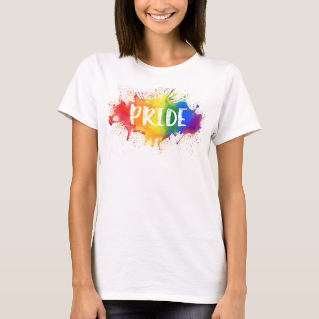 Camiseta del arco iris de la acuarela del chapoteo (Anverso)