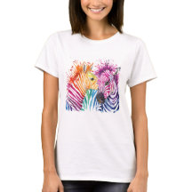 Camiseta del arco iris de la cebra