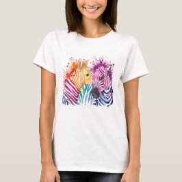 Camiseta del arco iris de la cebra
