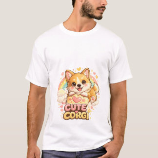 Camiseta del arcoíris de adorable cachorro Corgi –