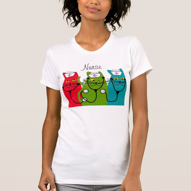 Camiseta del arte del gato de la enfermera (Anverso)