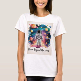 Camiseta del astronauta de pie Soñando más allá de