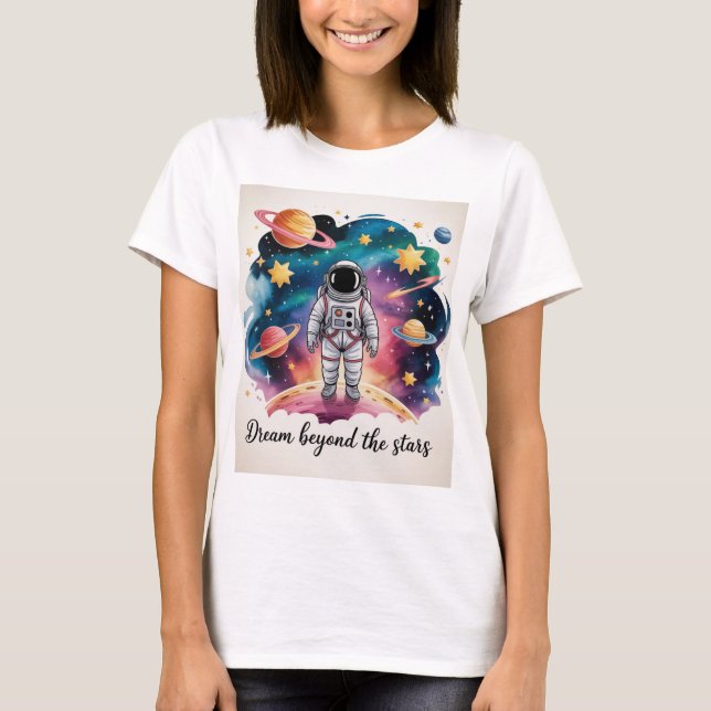 Camiseta del astronauta de pie Soñando más allá de (Anverso)