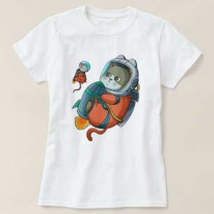 Camiseta del astronauta del gato