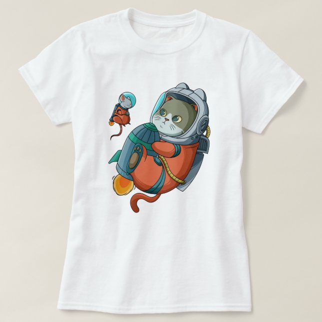 Camiseta del astronauta del gato (Diseño del anverso)