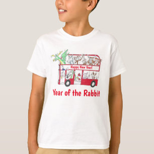 Camiseta del autobús del año nuevo chino del conej