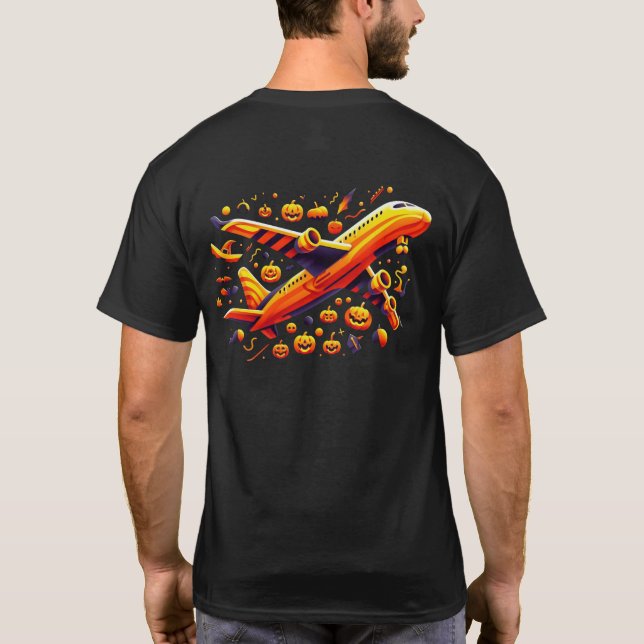 Camiseta del avión de aviación de calabaza Hallowe (Reverso)