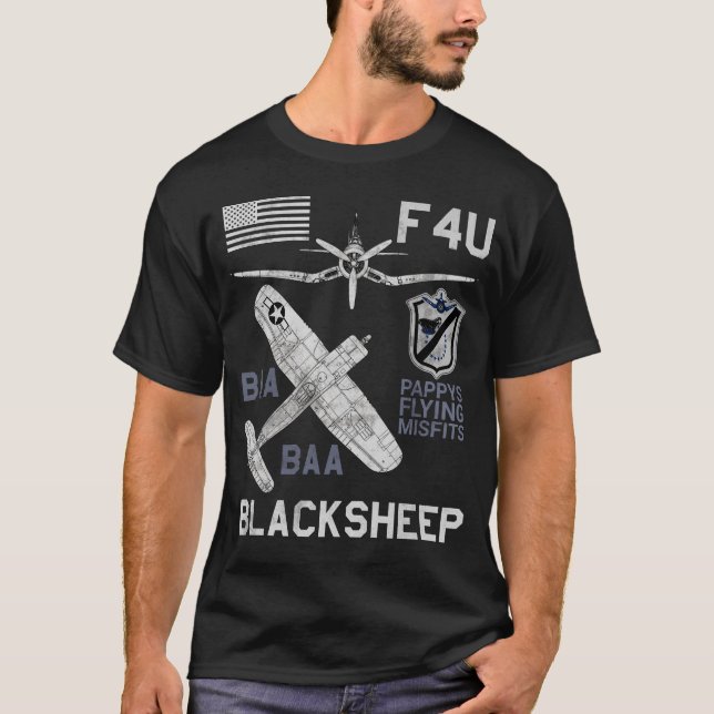 Camiseta del avión de combate F4U Blackbort WW2 (Anverso)