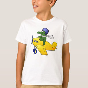 Camiseta del avión del cocodrilo de los niños